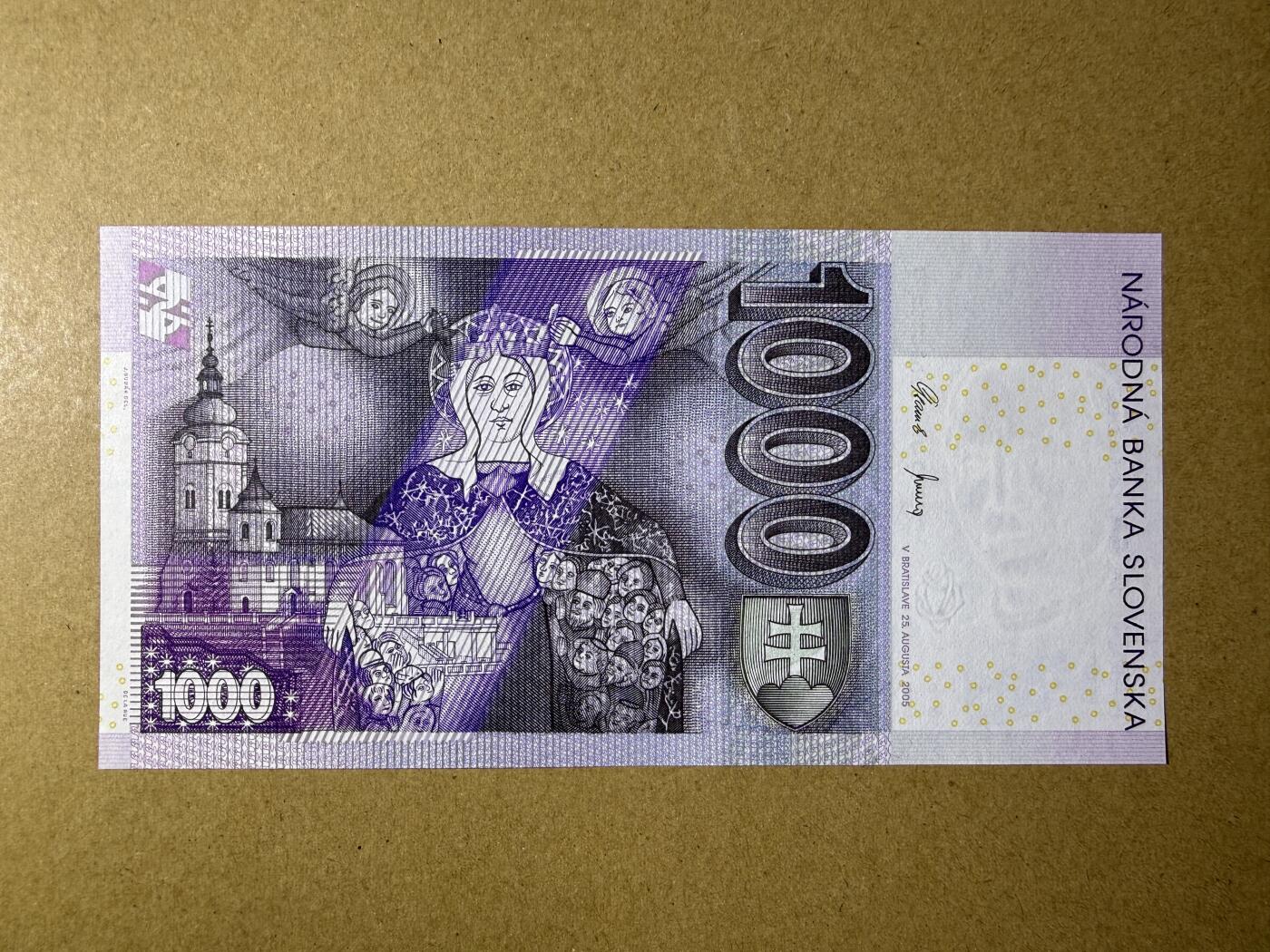 《艾美收藏》第237期-3.22周日外币强钞白金场 斯洛伐克1000克朗 UNC 2005年 边缘轻微荧光 无47双尾88