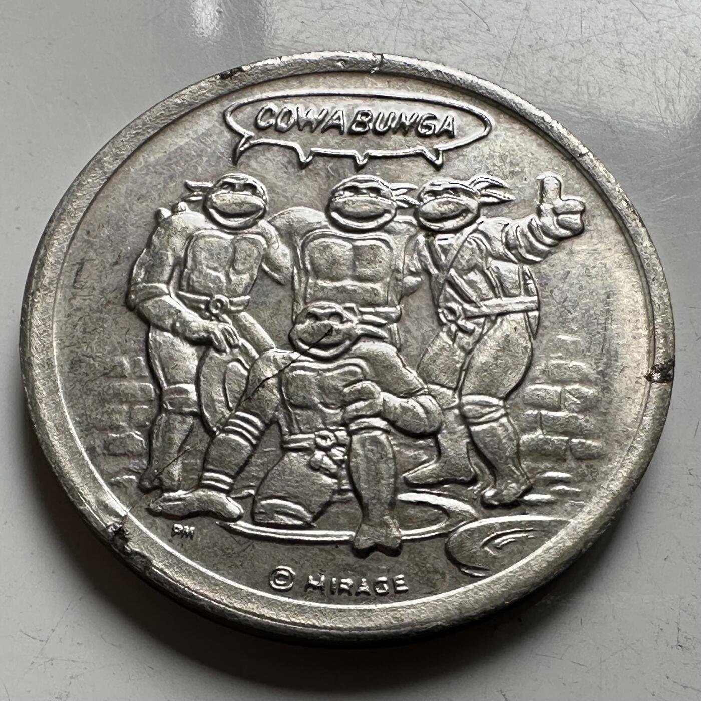 🌹外币初藏🌹🐯2026年第32场   每周二四六晚8️⃣点 接代拍 美国 1987年 忍者神龟 莱昂纳多 Token 银色合金