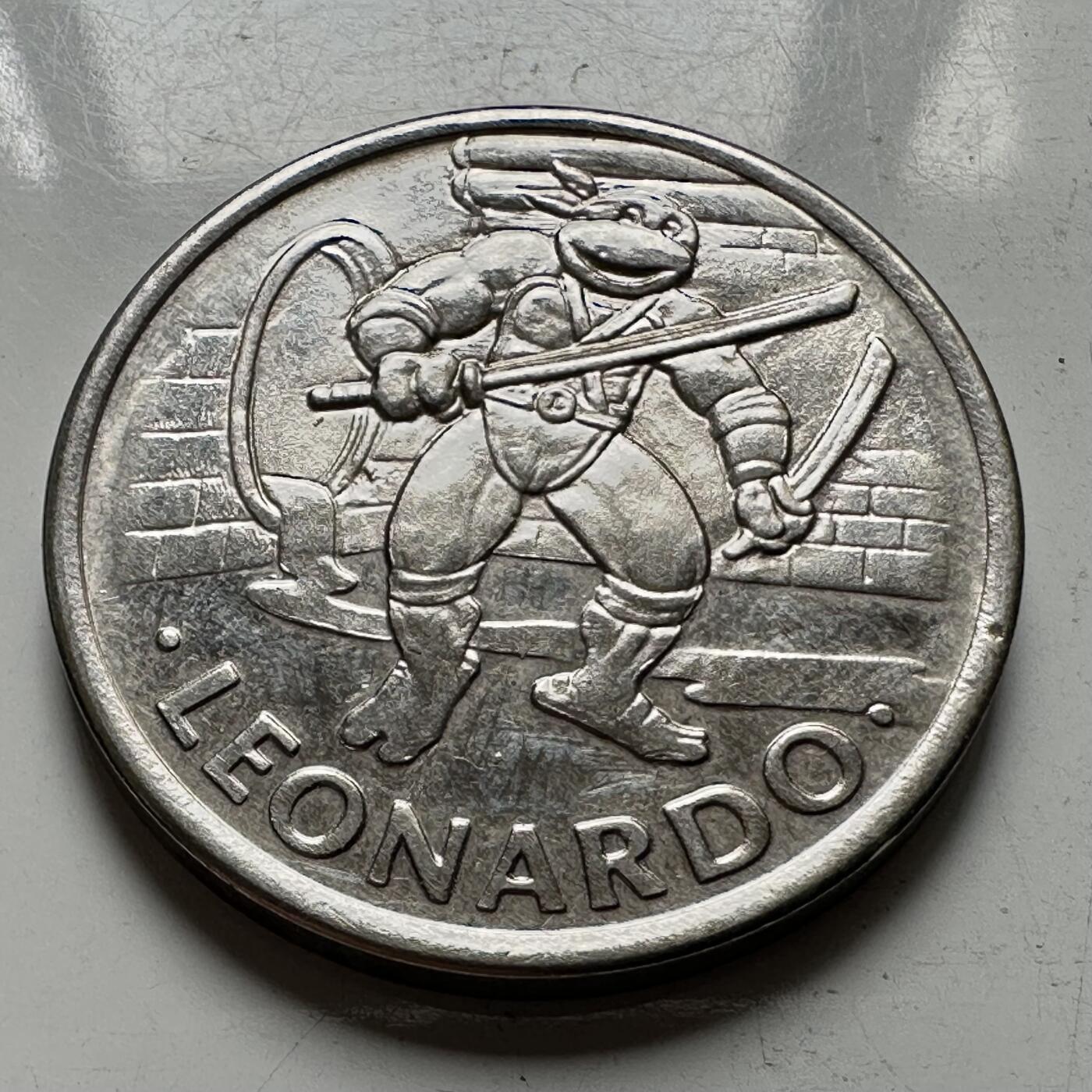 🌹外币初藏🌹🐯2026年第32场   每周二四六晚8️⃣点 接代拍 美国 1987年 忍者神龟 莱昂纳多 Token 银色合金