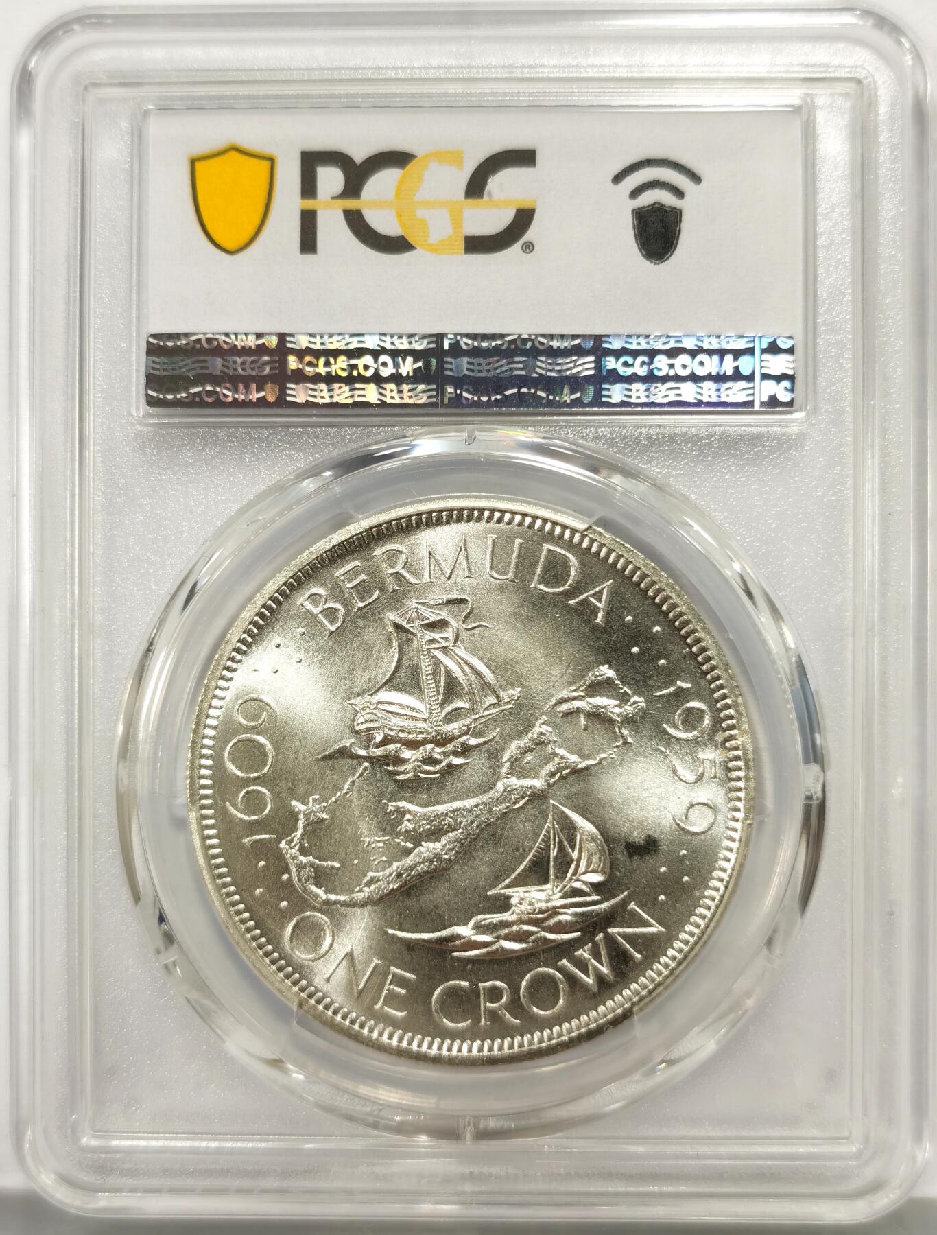 博洋堂“芳菲春韵”3月精品大拍专场暨第166期（全场包邮） PCGS MS66 英属百慕大1959年伊丽莎白二世发现百慕大350周年1克朗纪念银币-2