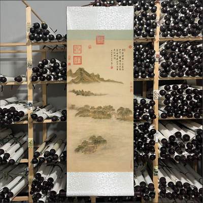 听雨轩（78） - 董邦达苏堤春晓山水竖卷轴画 47*140cm