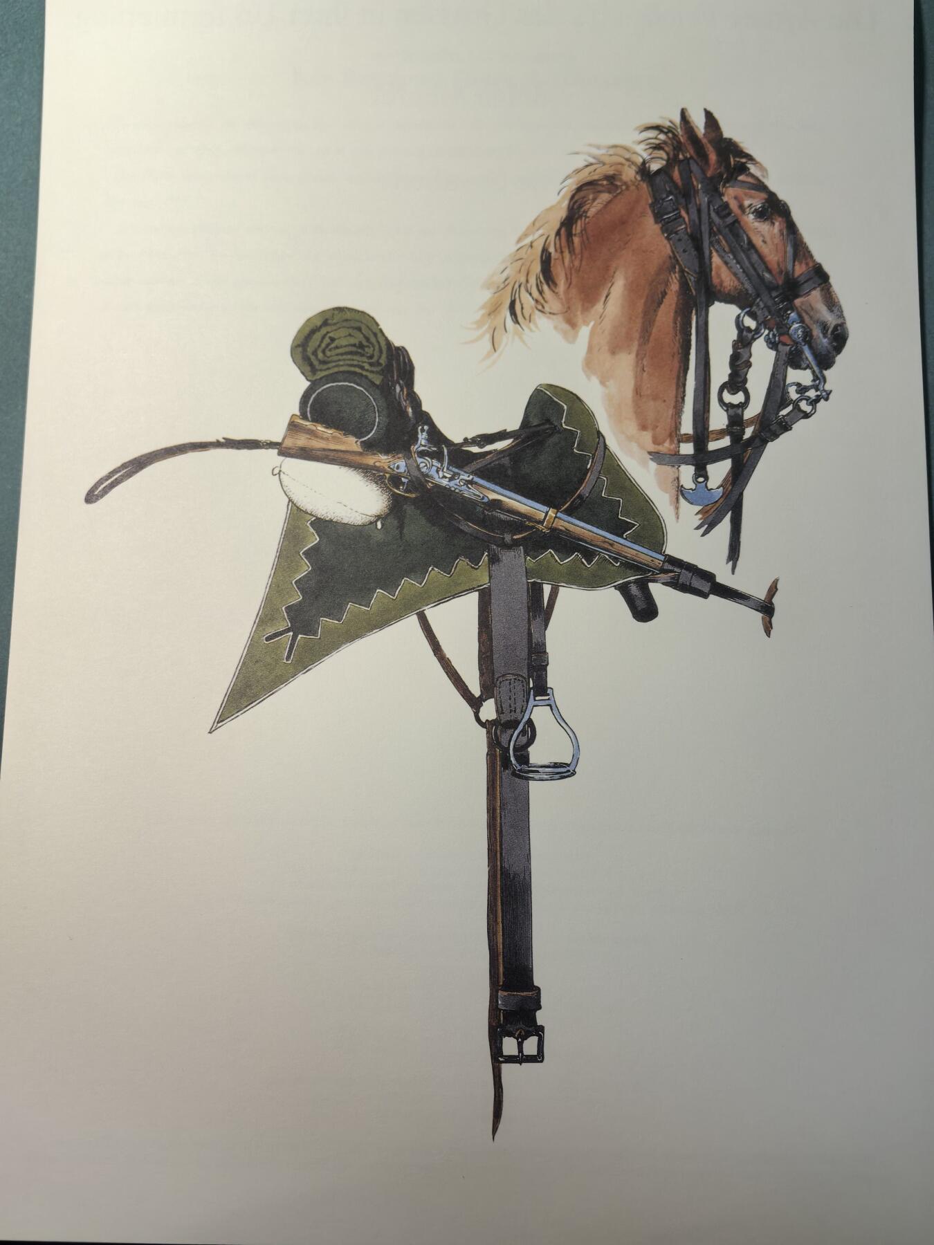 盛世勋华——号角文化勋章邮票专场拍卖第309期 大尺寸手绘图卡 普鲁士王国第2骠骑兵团装备 大A4尺寸 翻印自1851年出版《腓特烈大帝的军队》一书