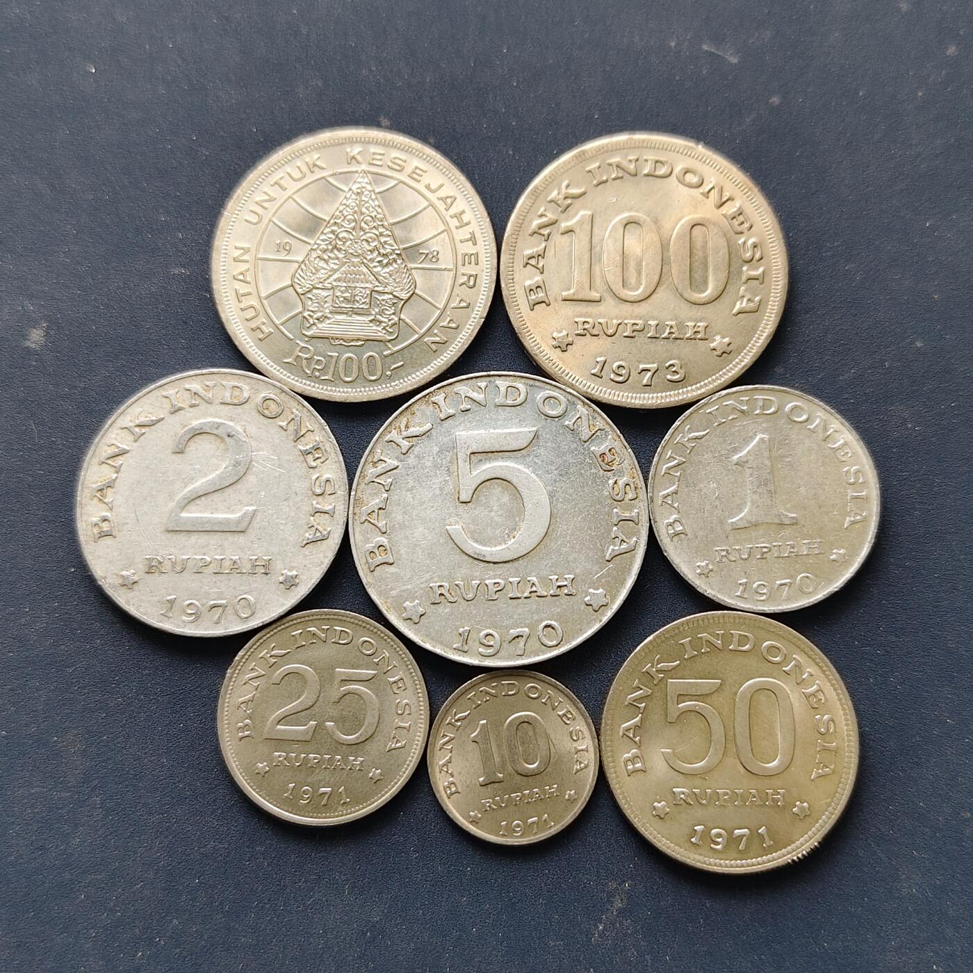 【全场包邮】纯粹捡漏拍514场 印度尼西亚1970-1978年8枚套币