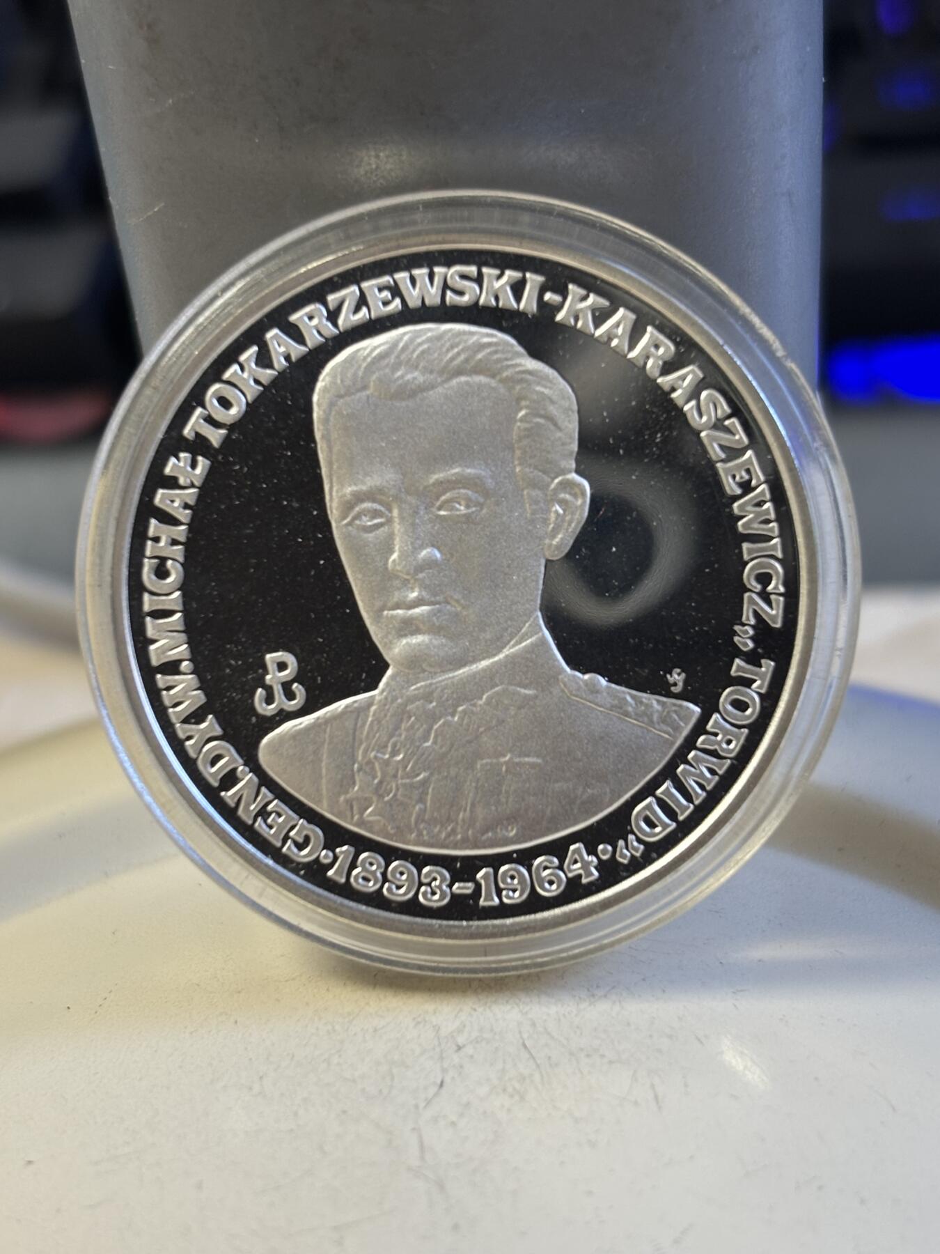 第194期拍卖 波兰1991年二战系列军事人物纪念银币，750银，19.3克