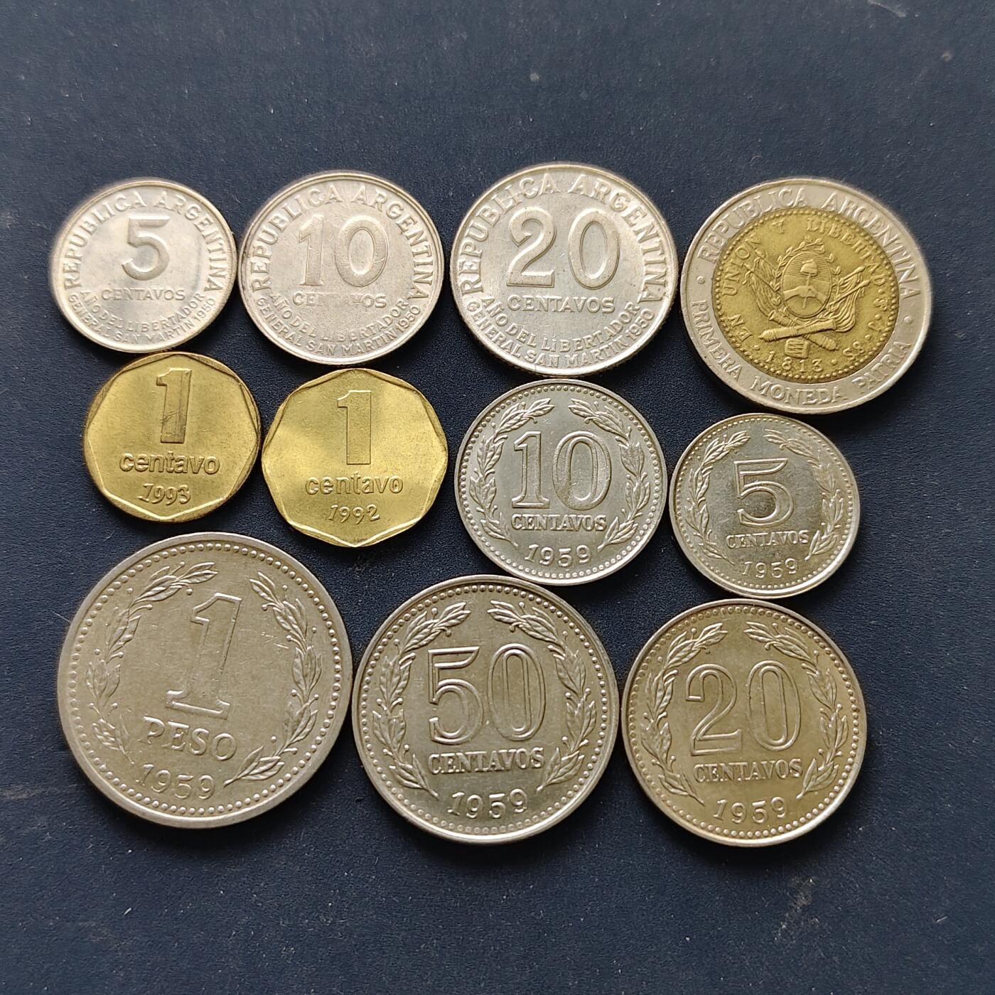 【全场包邮】纯粹捡漏拍514场 阿根廷1950-1994年各版本11枚套币