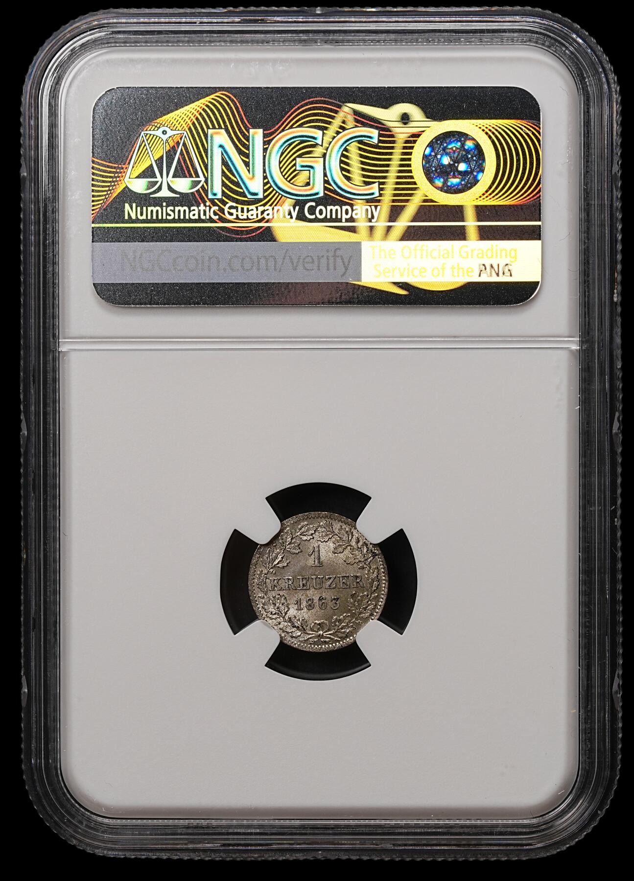 修遠堂世界钱币第108期 NGC MS64 1863年巴伐利亚1克鲁泽银币