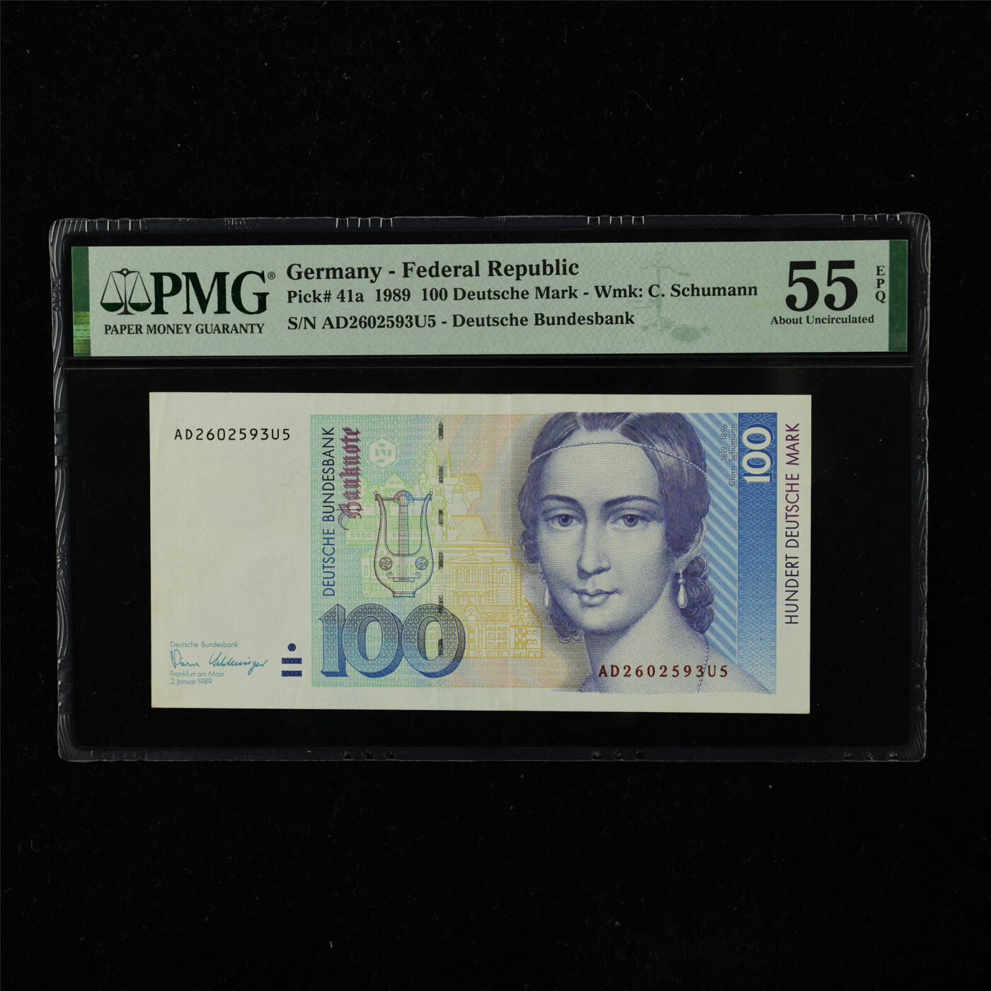 【亘邦集藏】第223期拍卖 1989年 德国100马克 PMG 55EPQ AD2602593U5