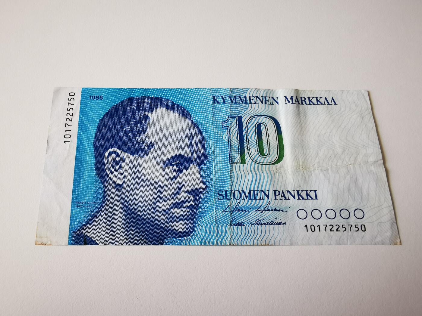 零零发流通品外国纸币拍卖 无佣金 芬兰10马克小裂口