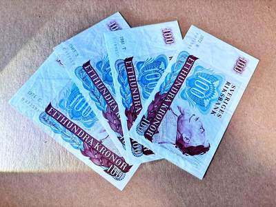 【Blue Auction】世界纸币精拍第797期——18级TOP拍卖/信誉/品质/专业/高效💫 - 【一组4张】瑞典 1965-81年100克朗 流通品相