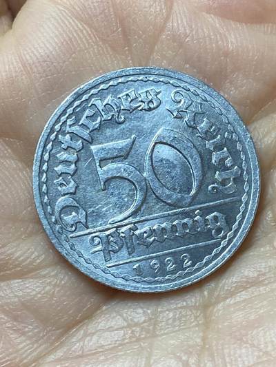 2026年第三十七场(总第二百零六场）德紧纸币特拍场(佣金3%，最低1元) - 原光好品–德意志魏玛共和国1922年50芬尼(G标，卡尔斯鲁厄造)