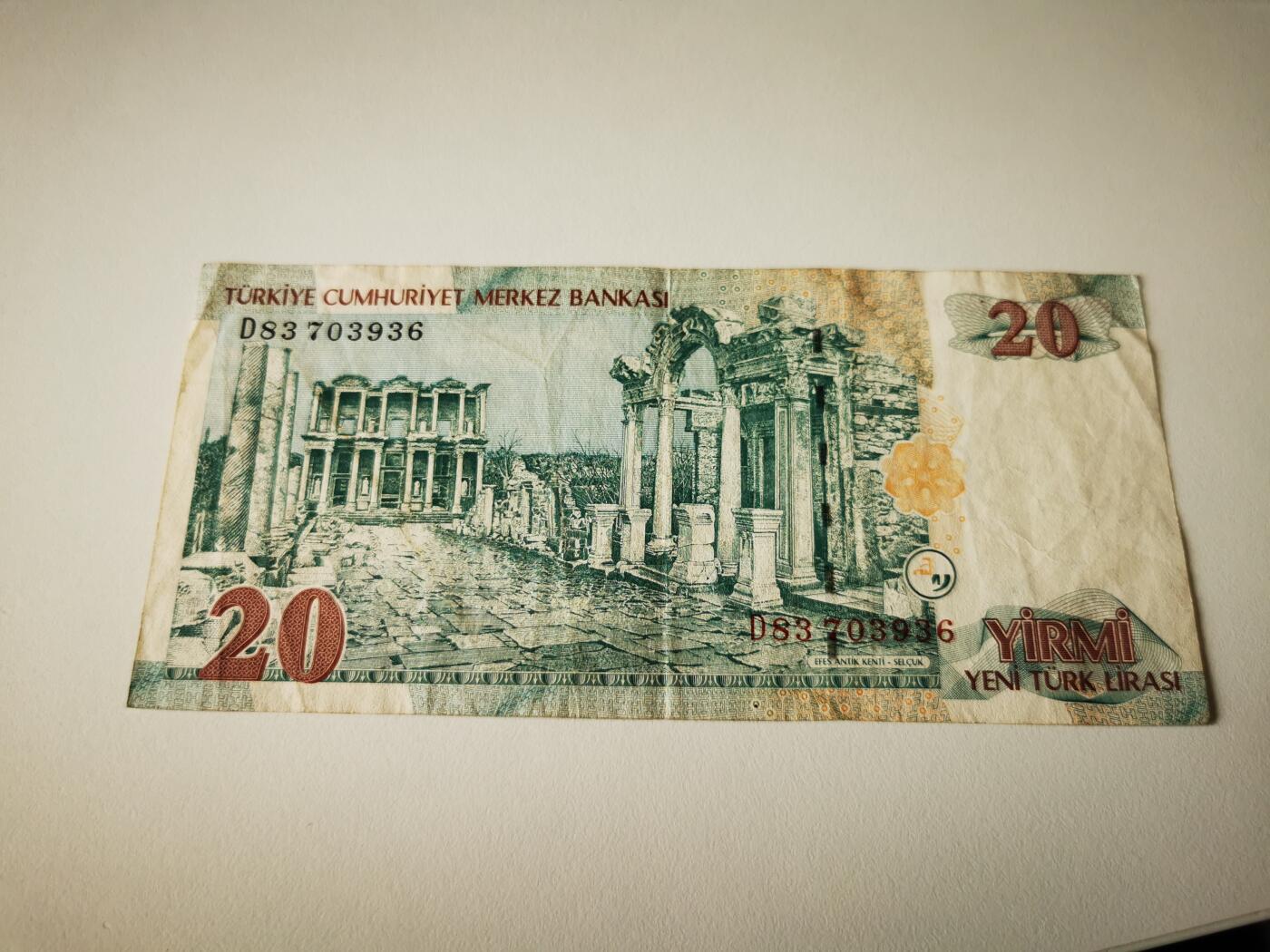 零零发流通品外国纸币拍卖 无佣金 土耳其20里拉