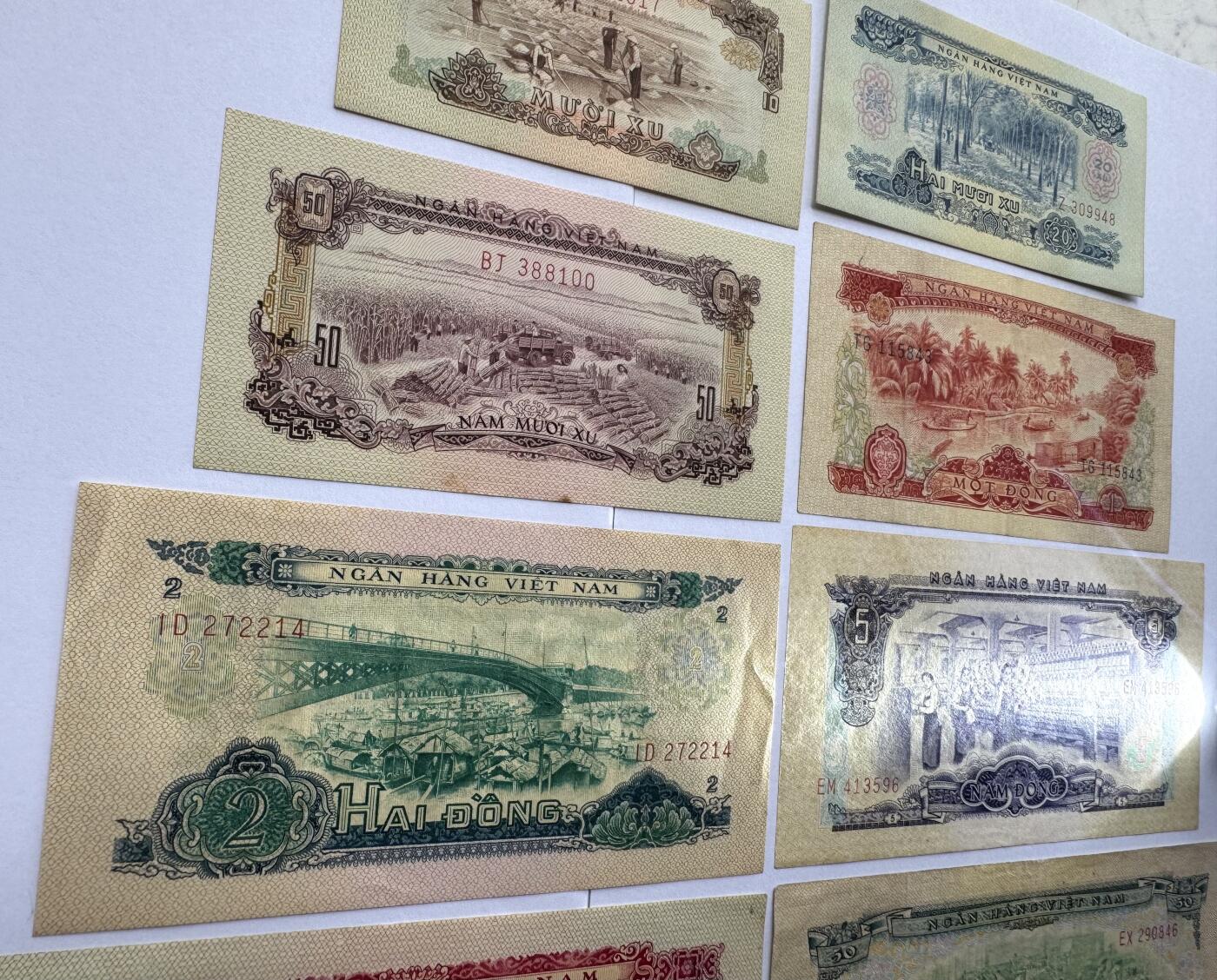 2026第5场（总第232期）：精品测试钞、外钞综合场 中国代印/越南/南越国家银行1966年版10、20、50仙、1、2、5、10、50盾全套8枚（美品如图）