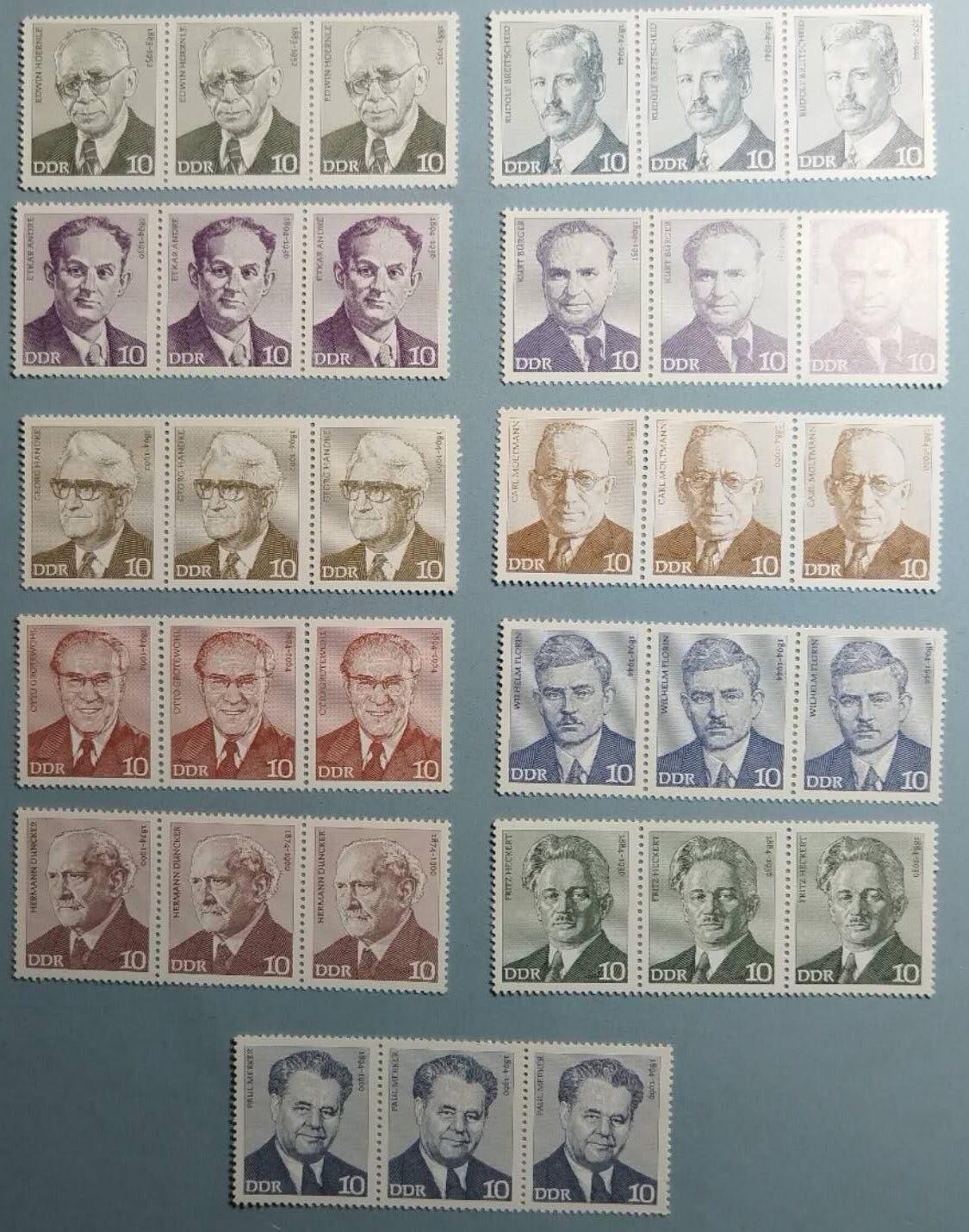 盛世勋华——号角文化勋章邮票专场拍卖第309期 东德1974年发行 11全新票 工人运动领袖 3套连票