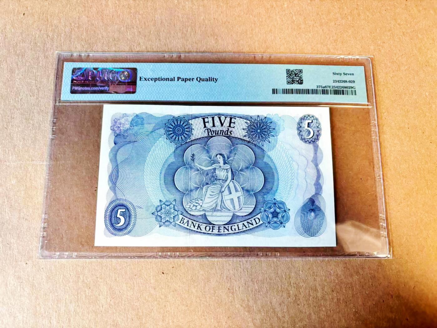 【Blue Auction】世界纸币精拍第797期——18级TOP拍卖/信誉/品质/专业/高效💫 【a版无47】英国 1963-66年5镑 PMG67EPQ 高分