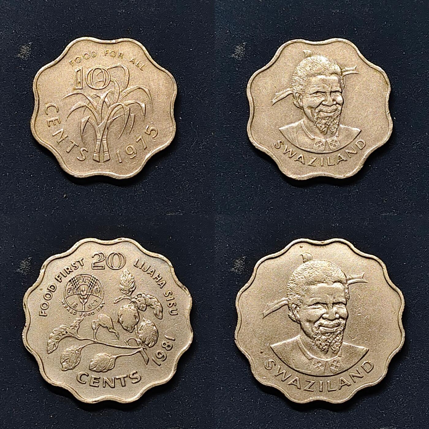 【全场包邮】纯粹捡漏拍514场 斯威士兰1975-1981年FAO纪念币5枚套币