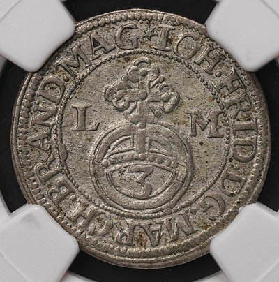 修遠堂世界钱币第108期 - NGC AU50  1684年勃兰登堡 - 安斯巴赫伯国3克鲁泽银币