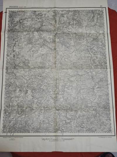 橙子收藏第六期 -  1881年巴伐利亚 佩格尼茨（西部）地形图  高精度地形图，既承载了19世纪末德国测绘科学的成就，也烙印了纳粹时期的军事扩张痕迹，更见证了二战末期盟军解放南德的历史进程，兼具地理、军事与文物三重价值。   