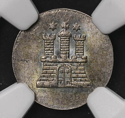 修遠堂世界钱币第108期 - NGC MS64 1851年汉堡1德雷林（ 3 芬尼 ）银币