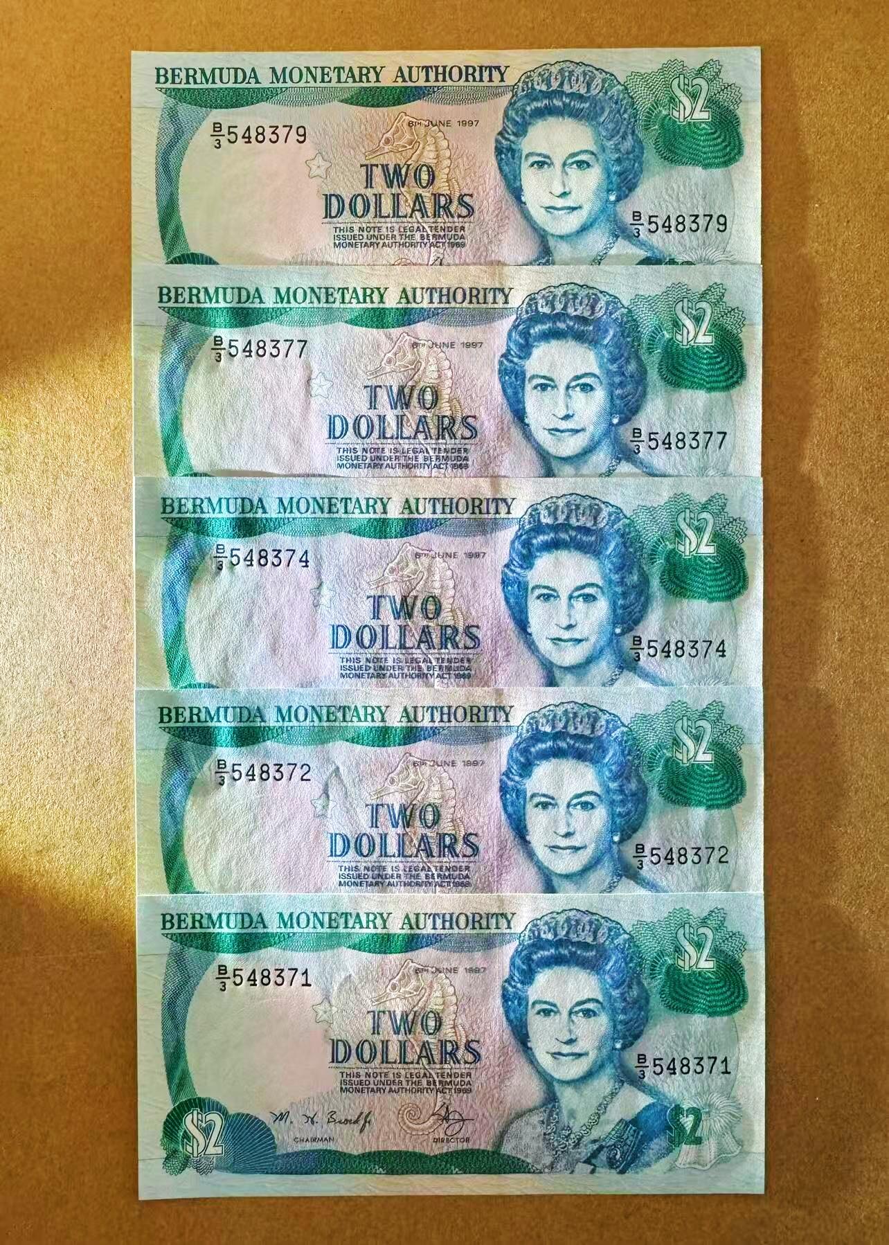 【Blue Auction】世界纸币精拍第797期——18级TOP拍卖/信誉/品质/专业/高效💫  【一组5张】百慕大 2元 女王 全新UNC