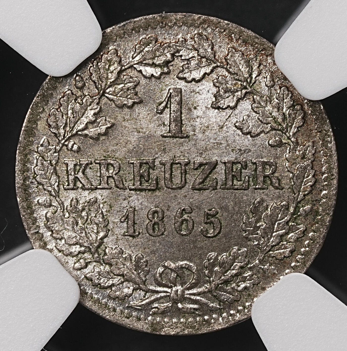 修遠堂世界钱币第108期 NGC MS64 1865年巴伐利亚1克鲁泽银币