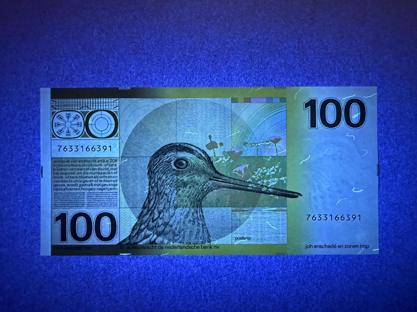《艾美收藏》第237期-3.22周日外币强钞白金场 荷兰100盾 UNC 1977年 经典水鸟 无4