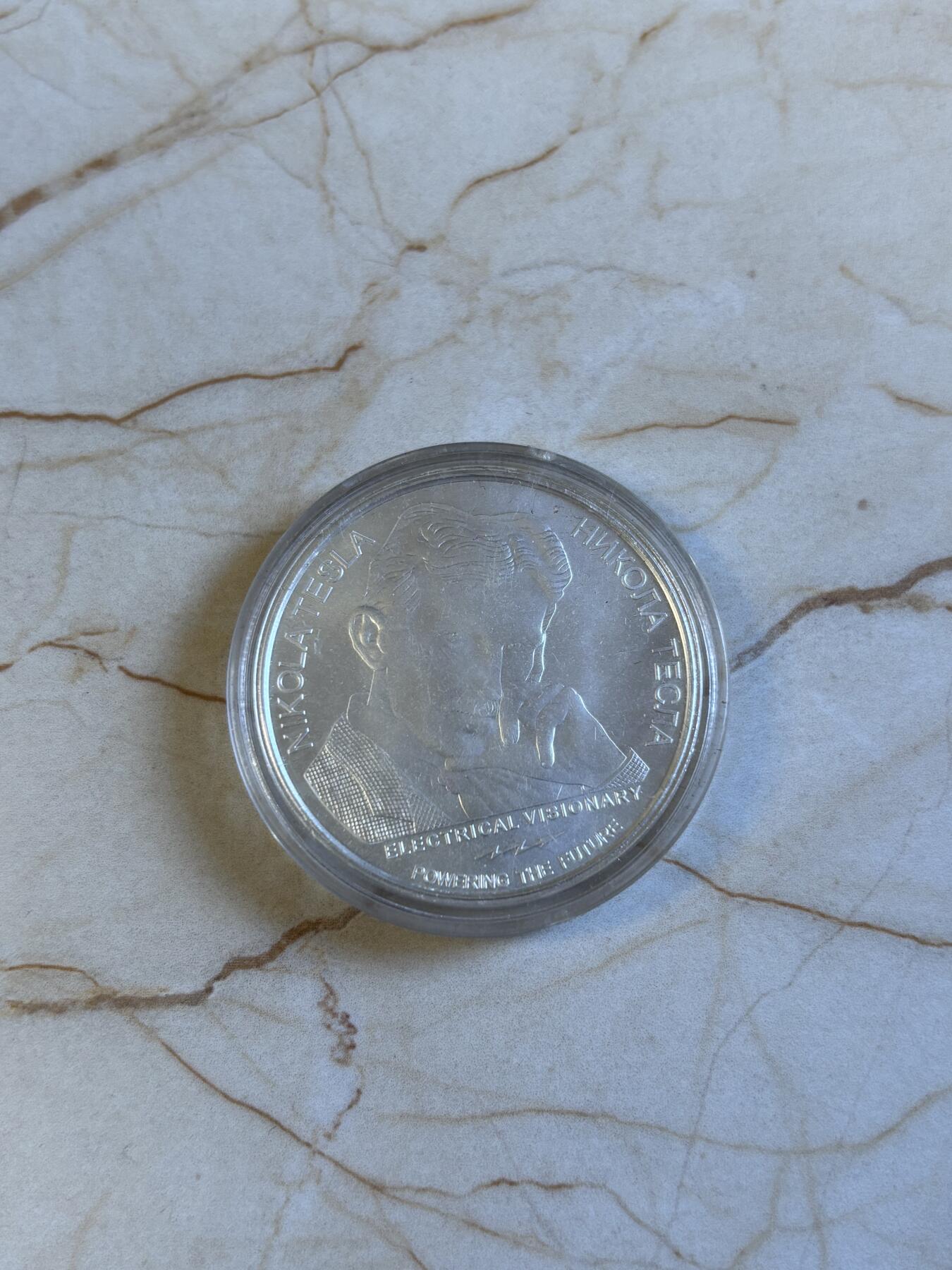 第194期拍卖 塞尔维亚2021年尼古拉特斯拉自由能源1盎司纪念银币，999银，40.25毫米，50000枚