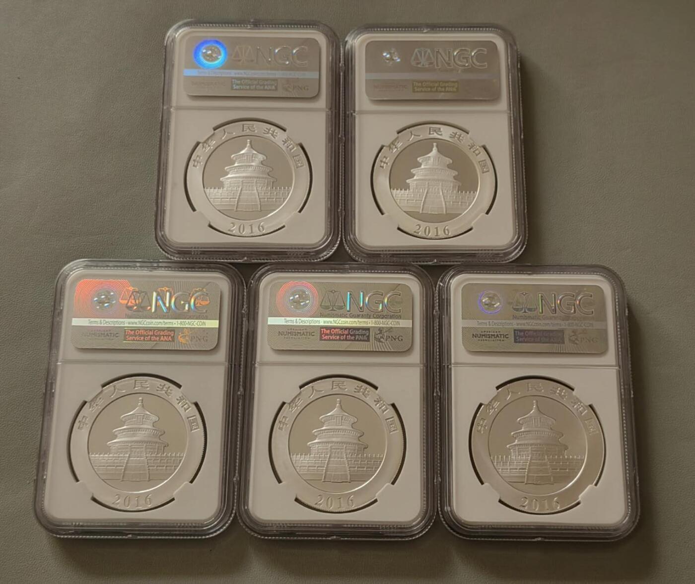 洪涛臻品批发群 精选邮票限时拍卖第1291期  NGC评级熊猫银币 NGC70满分，银币品相好适合收藏，功夫熊猫5枚一套，超低起拍价，喜欢不要错过