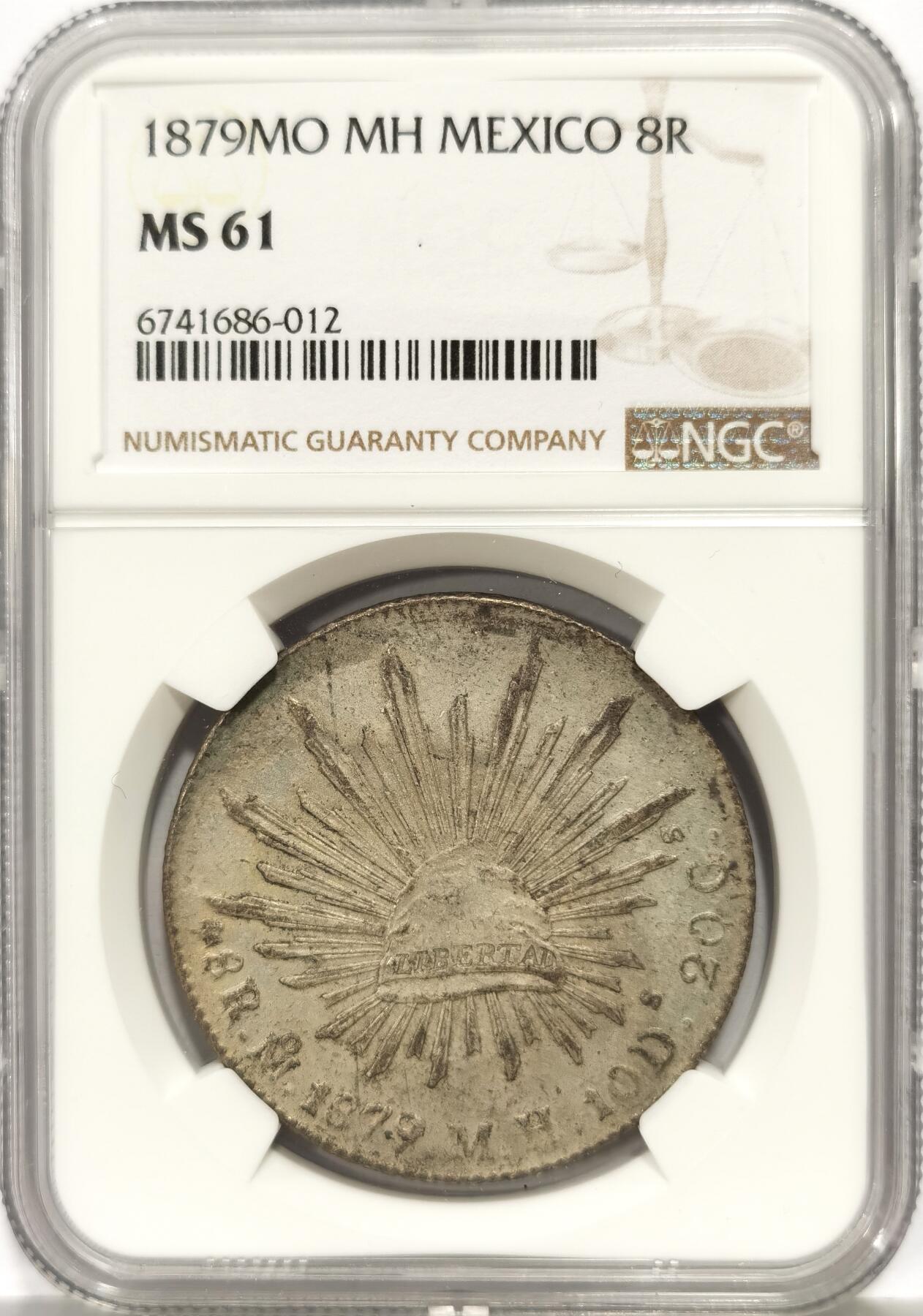 博洋堂世界钱币拍卖第165期（全场包邮） NGC MS61 墨西哥1879年MO MH鹰洋。花齿边，Mo厂少见年份，罐装干坑滴水未沾！