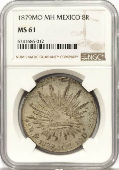 博洋堂世界钱币拍卖第165期（全场包邮） - NGC MS61 墨西哥1879年MO MH鹰洋。花齿边，Mo厂少见年份，罐装干坑滴水未沾！