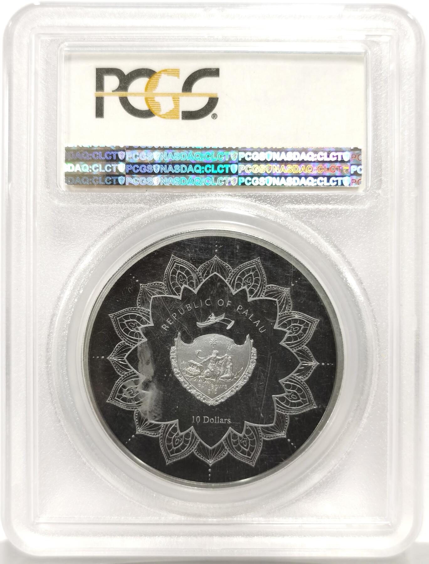 博洋堂世界钱币拍卖第165期（全场包邮） PCGS PR69DCAM 帕劳2018年10元发黑部分镀金银币 笑弥勒 2盎司999银 发行量：888 盒证全 首日标