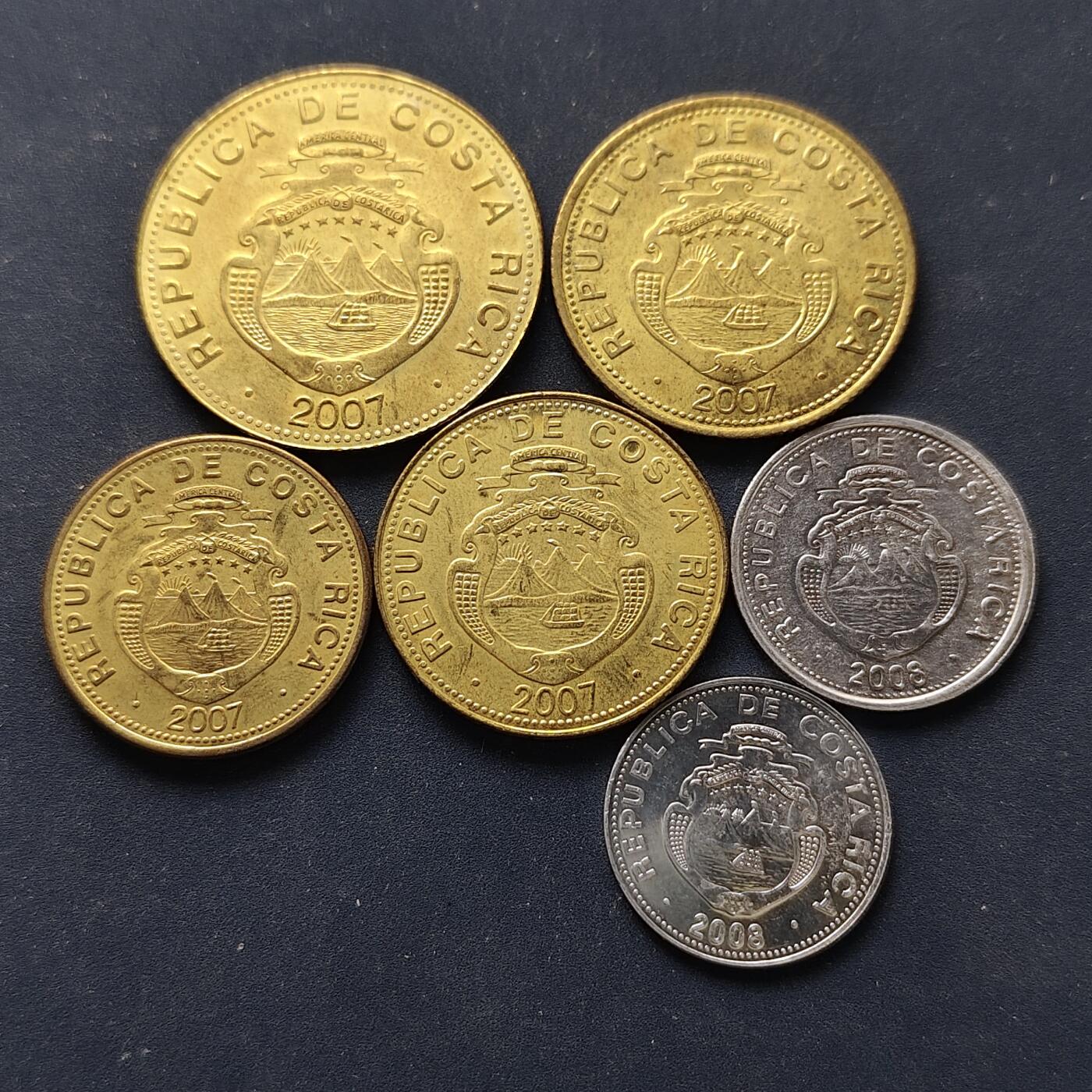 【全场包邮】纯粹捡漏拍514场 哥斯达黎加2007-2008年6枚套币