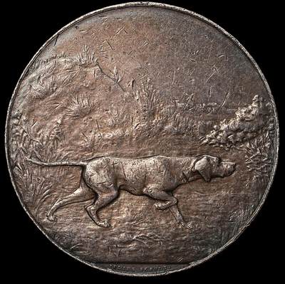 修遠堂世界钱币第108期 -  1884年丹麦狩猎协会大银章，50.21mm，78.94g，边缘有压痕