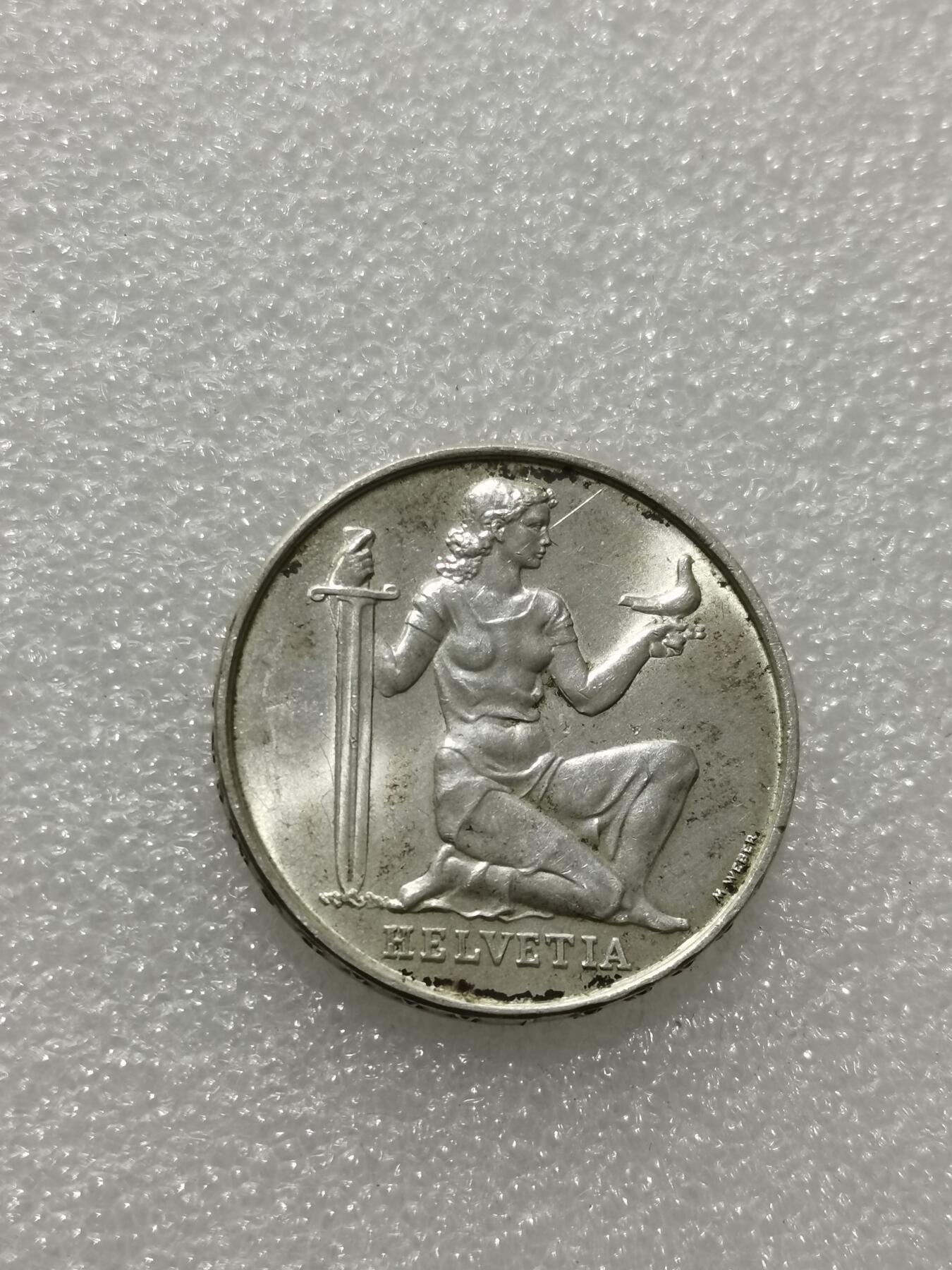 天下钱庄专场欢迎参拍 1936瑞士女神5法郎银币