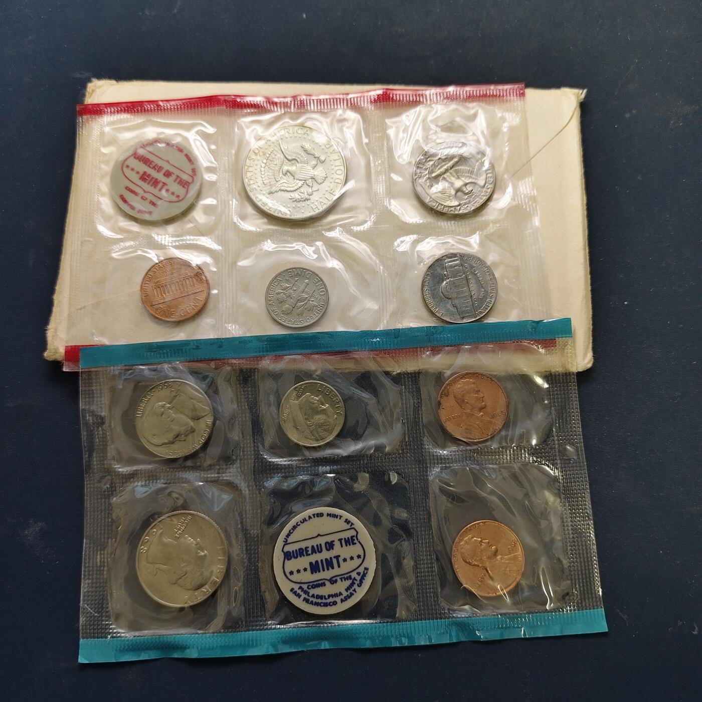 【全场包邮】纯粹捡漏拍515场 美国1968年官方套币-含肯尼迪半元银币【30.6毫米11.5克40%】