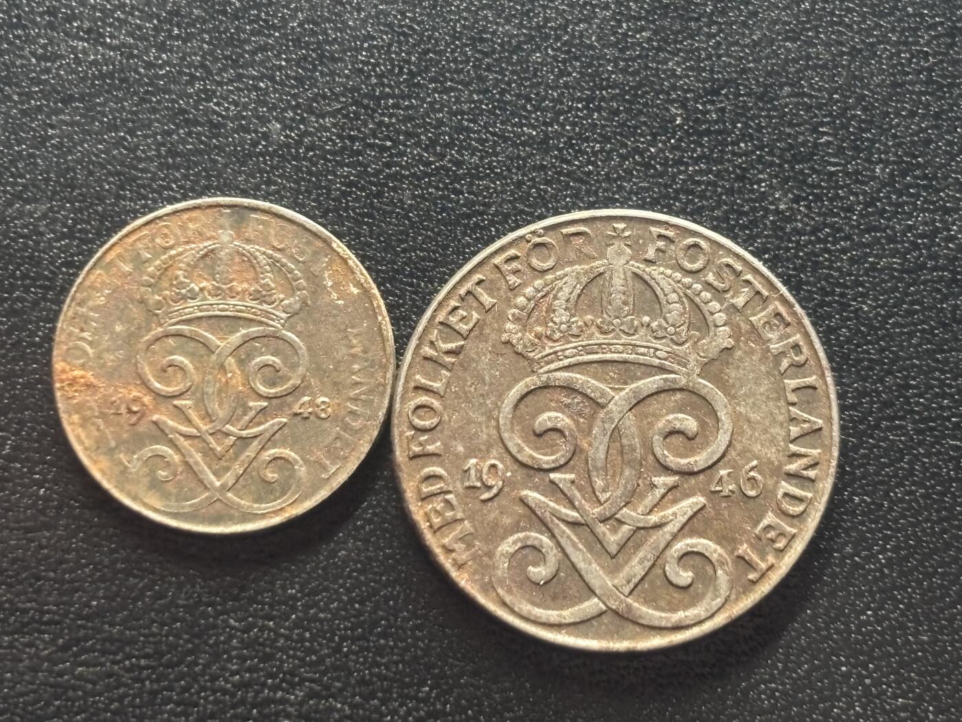 邮泉阁限时拍卖第四十三场（硬币在国外。请付邮费6元。） 瑞典古斯塔沃五世国王铁币2枚