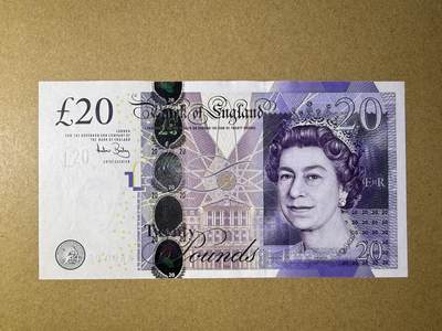 《艾美收藏》第237期-3.22周日外币强钞白金场 - 英格兰20镑 UNC F序列 AA60冠