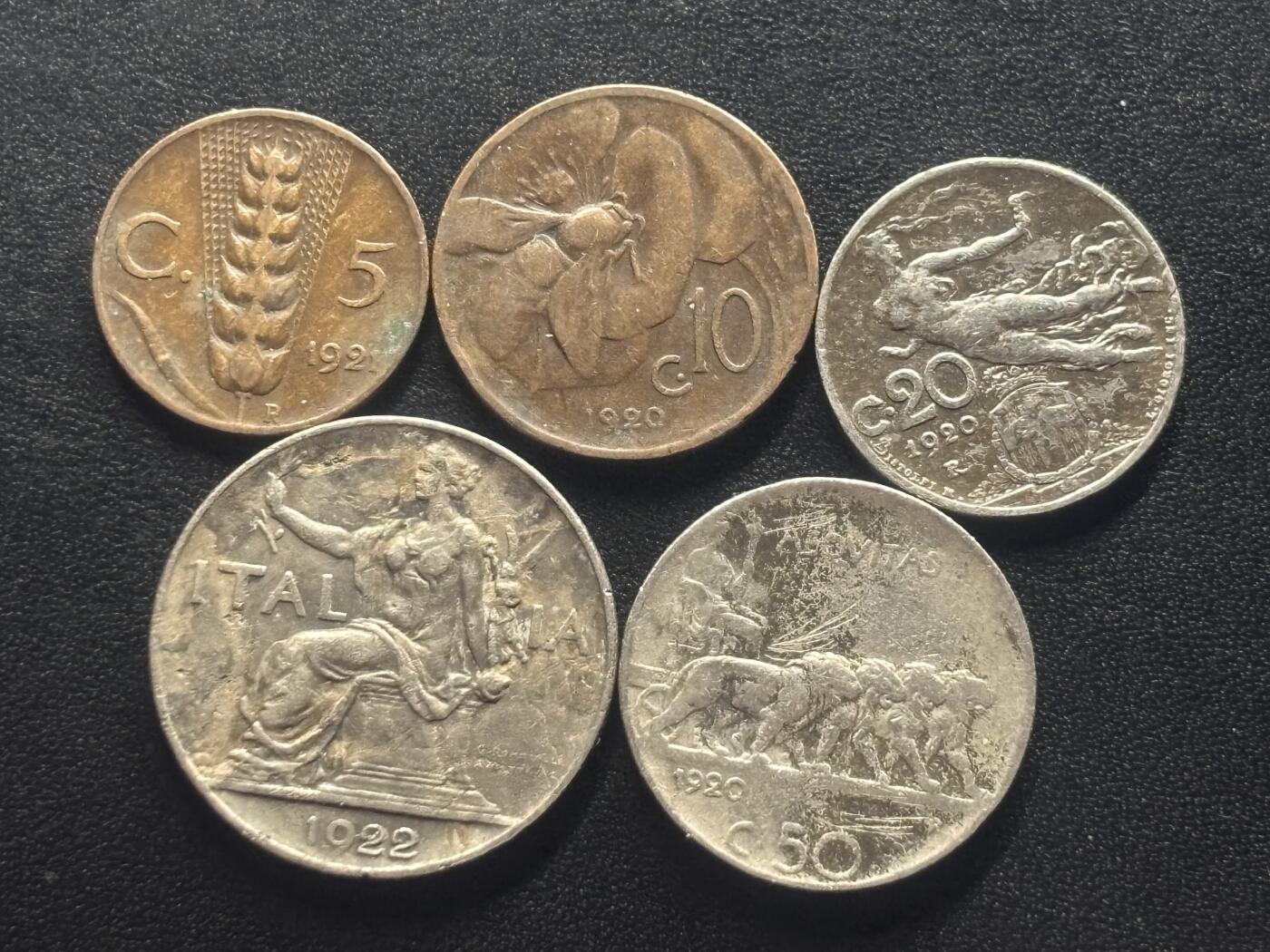 邮泉阁限时拍卖第四十三场（硬币在国外。请付邮费6元。） 意大利王国维克托·伊曼纽尔三世国王5枚