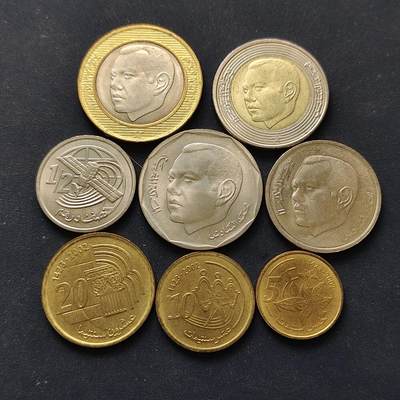 【全场包邮】纯粹捡漏拍514场 - 摩洛哥2002年默罕默德六世登基首版8枚套币