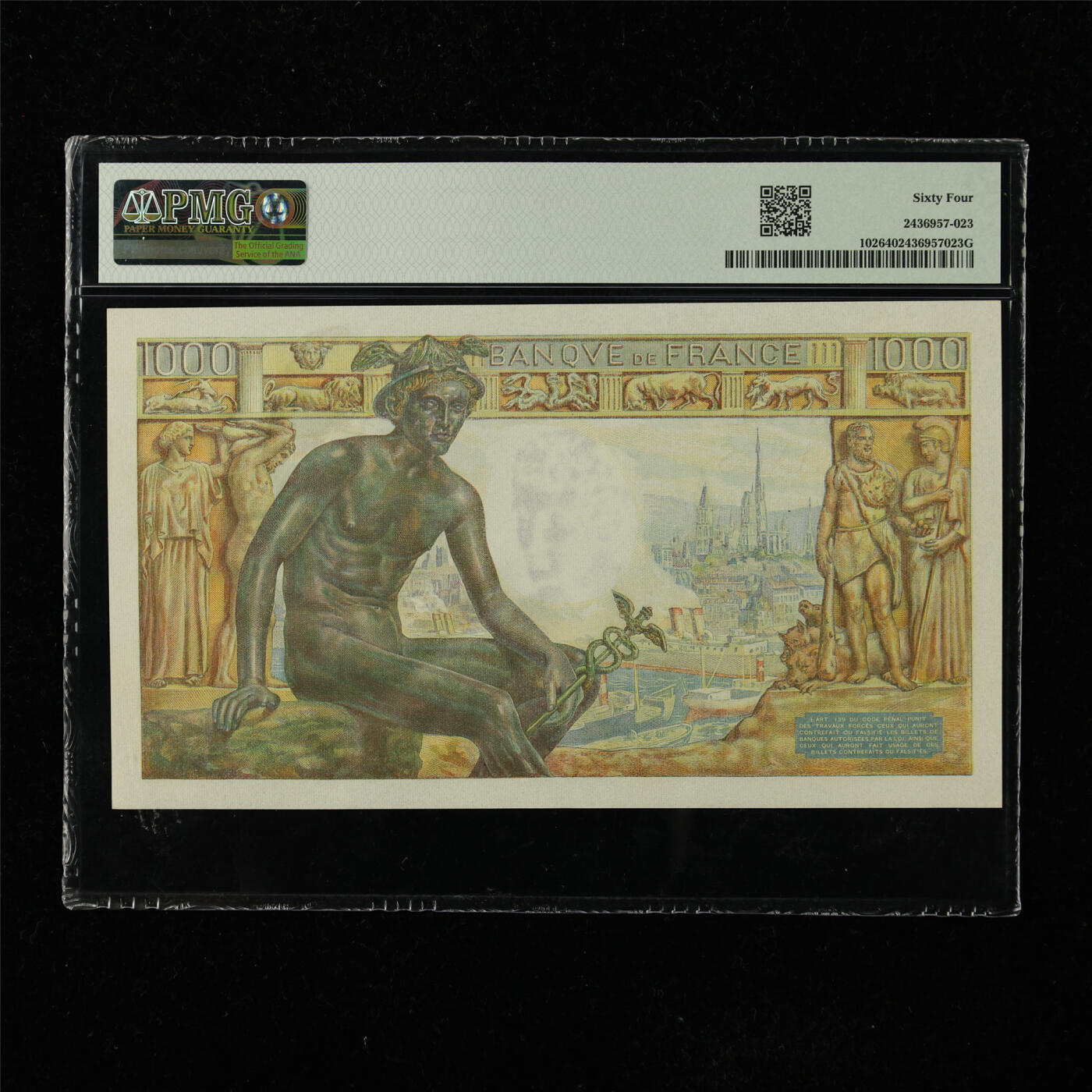 【亘邦集藏】第223期拍卖 1942-44年 法国1000法郎 PMG 64 M.3845 770