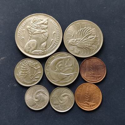 【全场包邮】纯粹捡漏拍514场 - 新加坡1969-1983年动物版8枚套币-1/5分为磁性和非磁性2版本