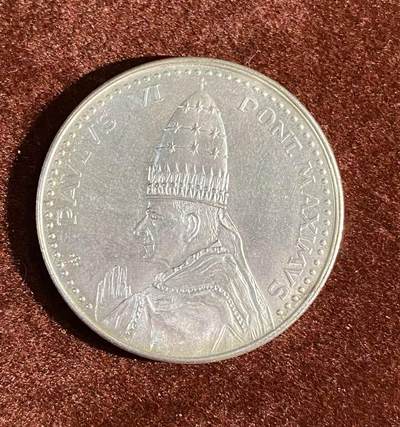 日日生财—方圆世界（全场包邮） - 梵蒂冈教皇保罗六世纪念银币 镀银 15.9克