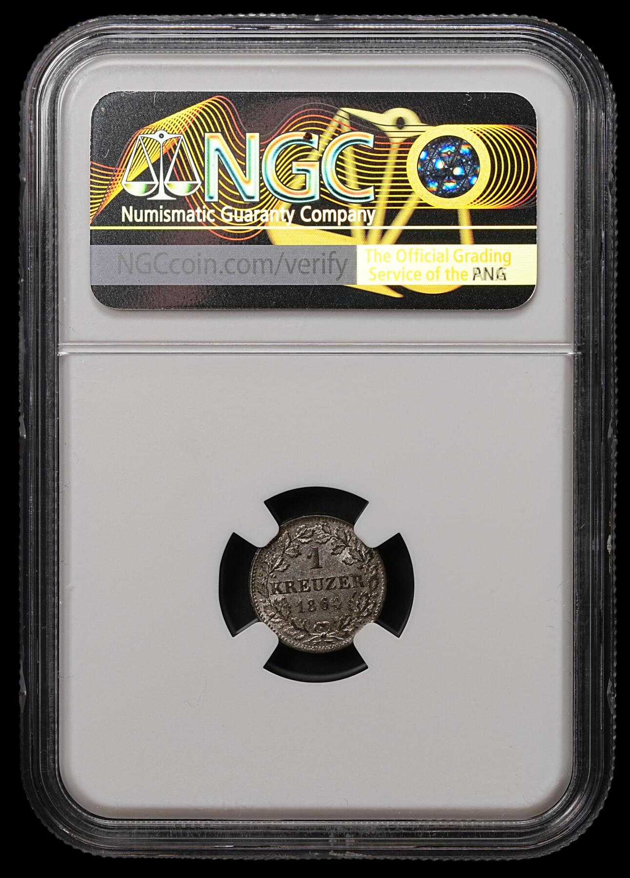 修遠堂世界钱币第108期 NGC MS62 1864年巴伐利亚1克鲁泽银币