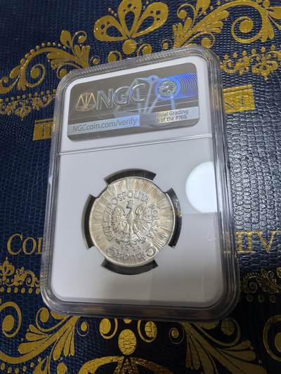 长老汇马年精选第十九场拍卖 1936波兰毕苏斯基10兹罗提银币，NGC AU55，NGC官网60分200美金