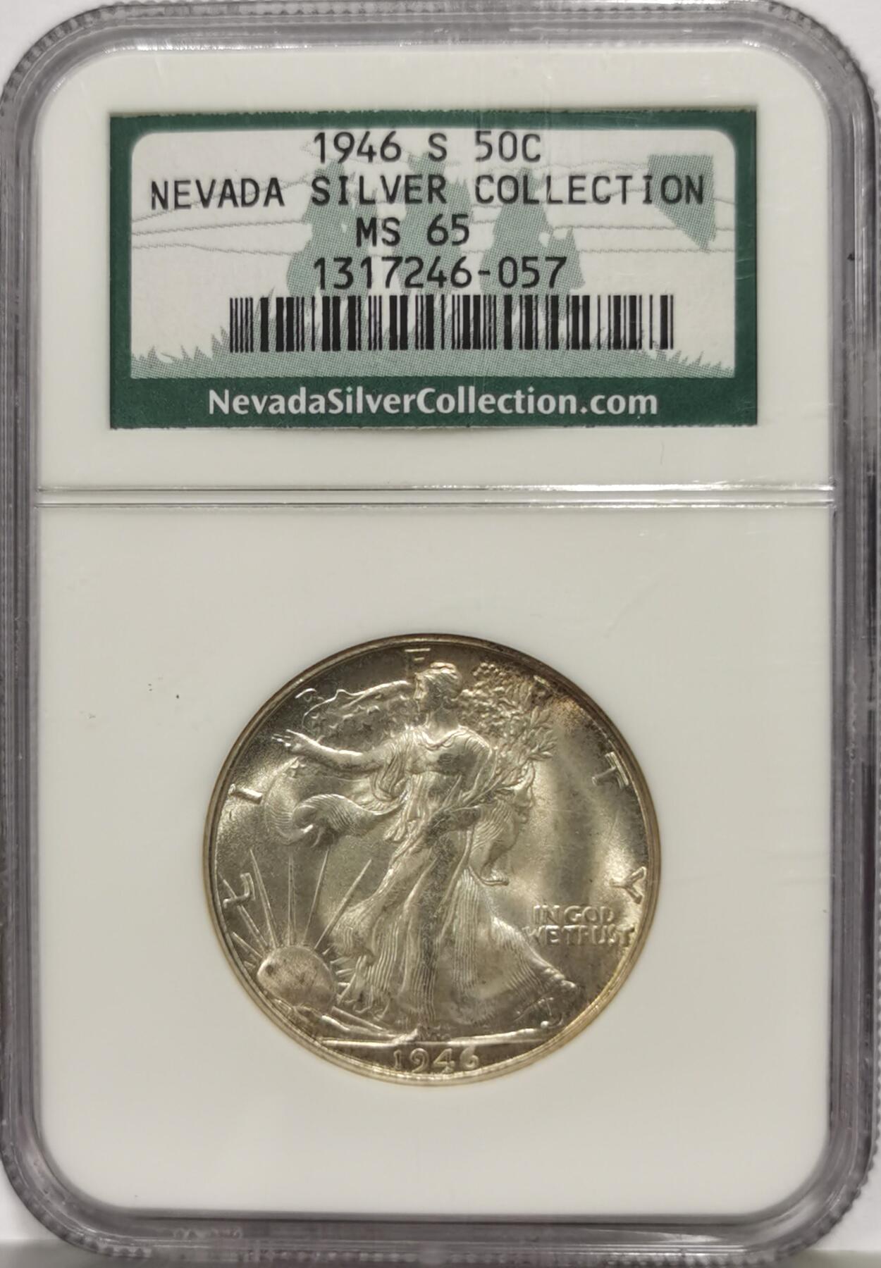 博洋堂“芳菲春韵”3月精品大拍专场暨第166期（全场包邮） NGC MS65 美国1946 S 行走女神半圆 麦稀奇所见最高分 老盒严评 源自于内华达收藏 收藏好物