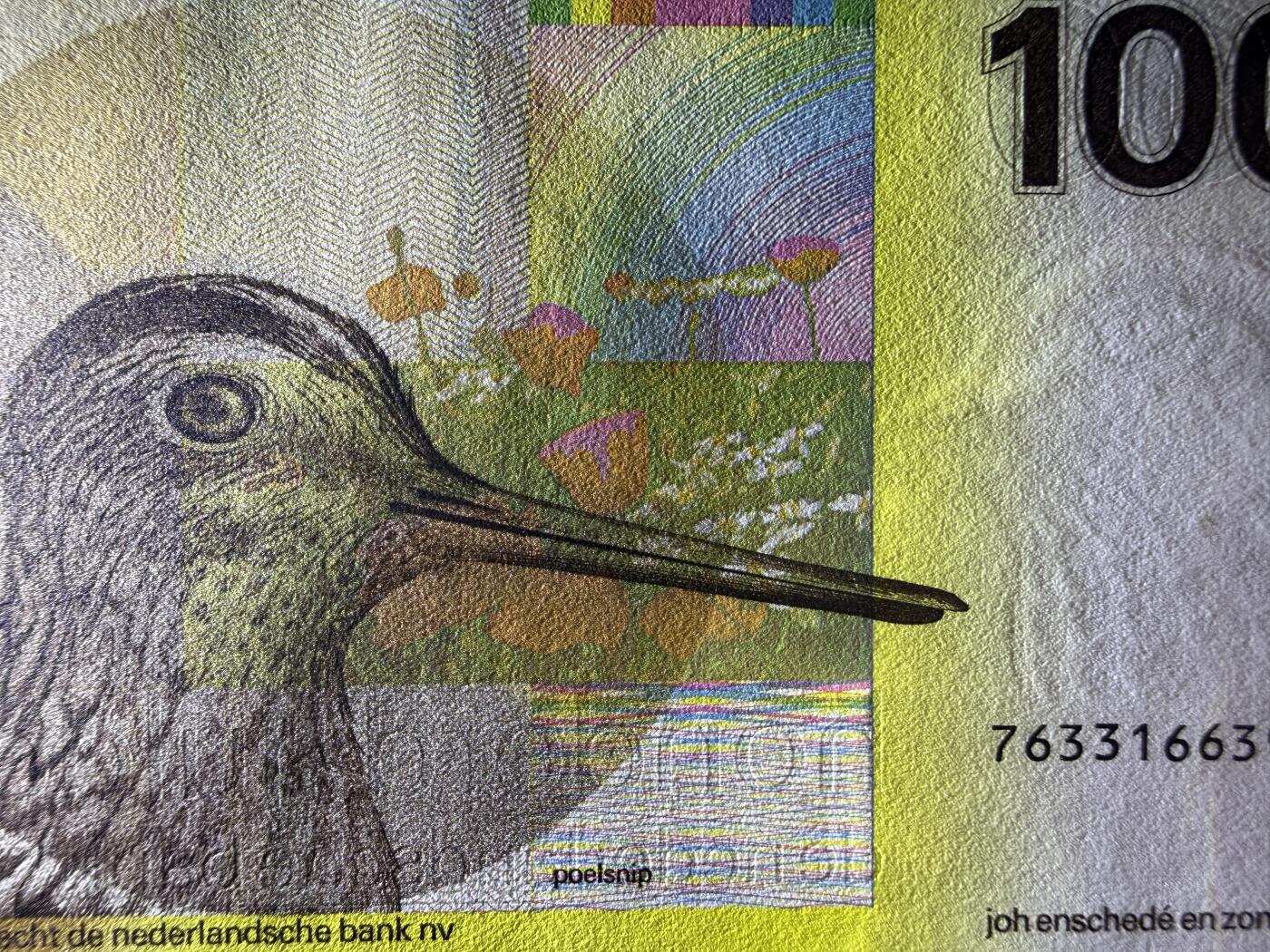 《艾美收藏》第237期-3.22周日外币强钞白金场 荷兰100盾 UNC 1977年 经典水鸟 无4