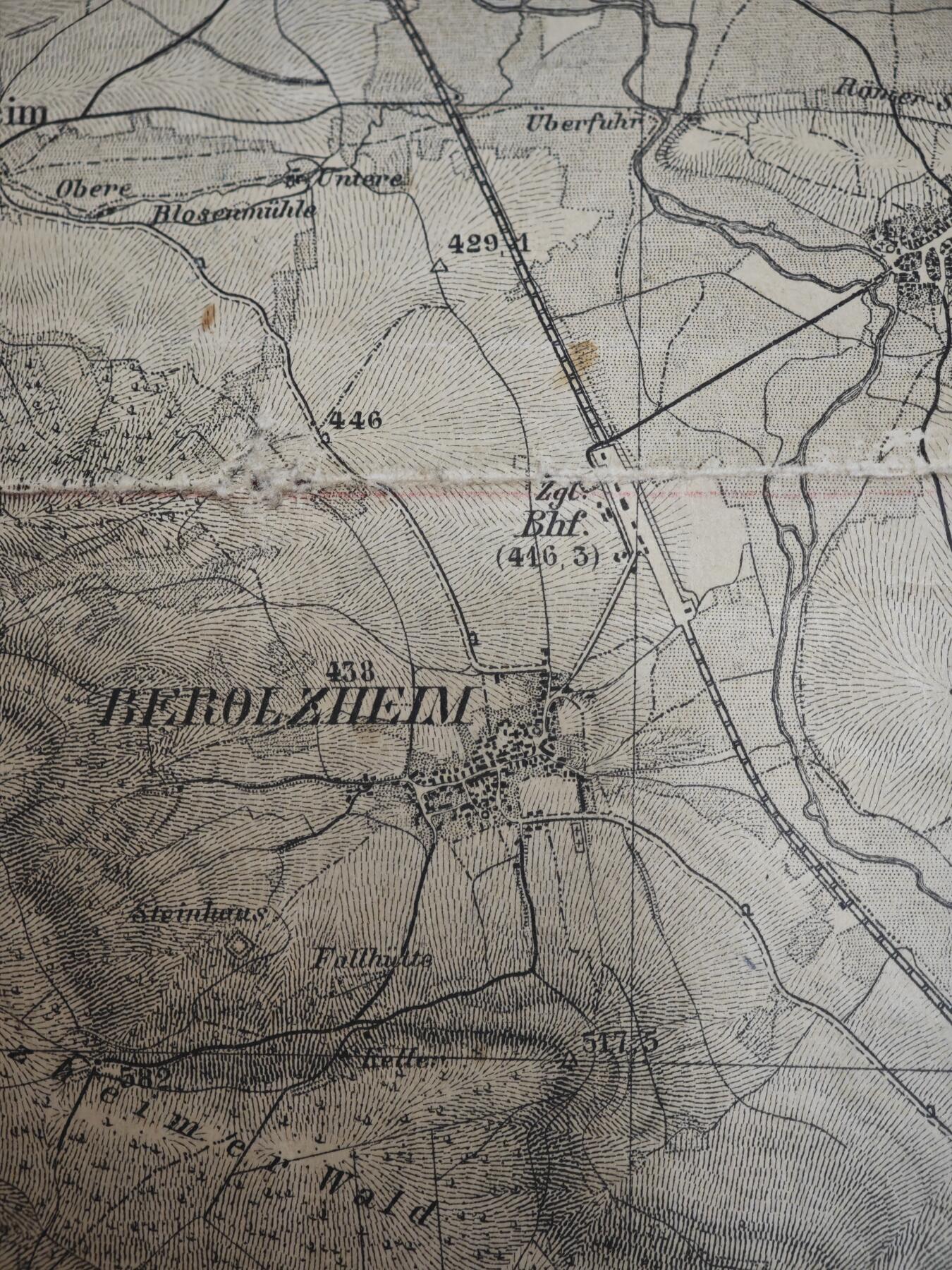 橙子收藏第六期 二战德军实战使用军用地形图｜魏森堡（西部）1884年初版 带原始军用作业痕迹 1:50000高精度/1934纳粹军事增补/南德战场直接实物见证 馆藏级二战史料