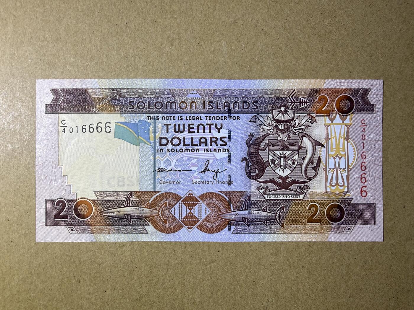 《艾美收藏》第237期-3.22周日外币强钞白金场 狮子号 所罗门20元 UNC 2006年 狮子号6666