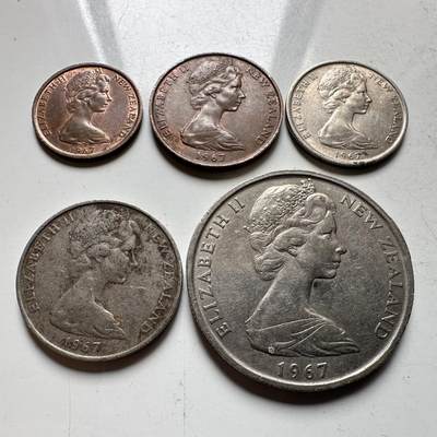 🌹外币初藏🌹🐯2026年第32场   每周二四六晚8️⃣点 接代拍 - 新西兰1967年清版5枚套 b