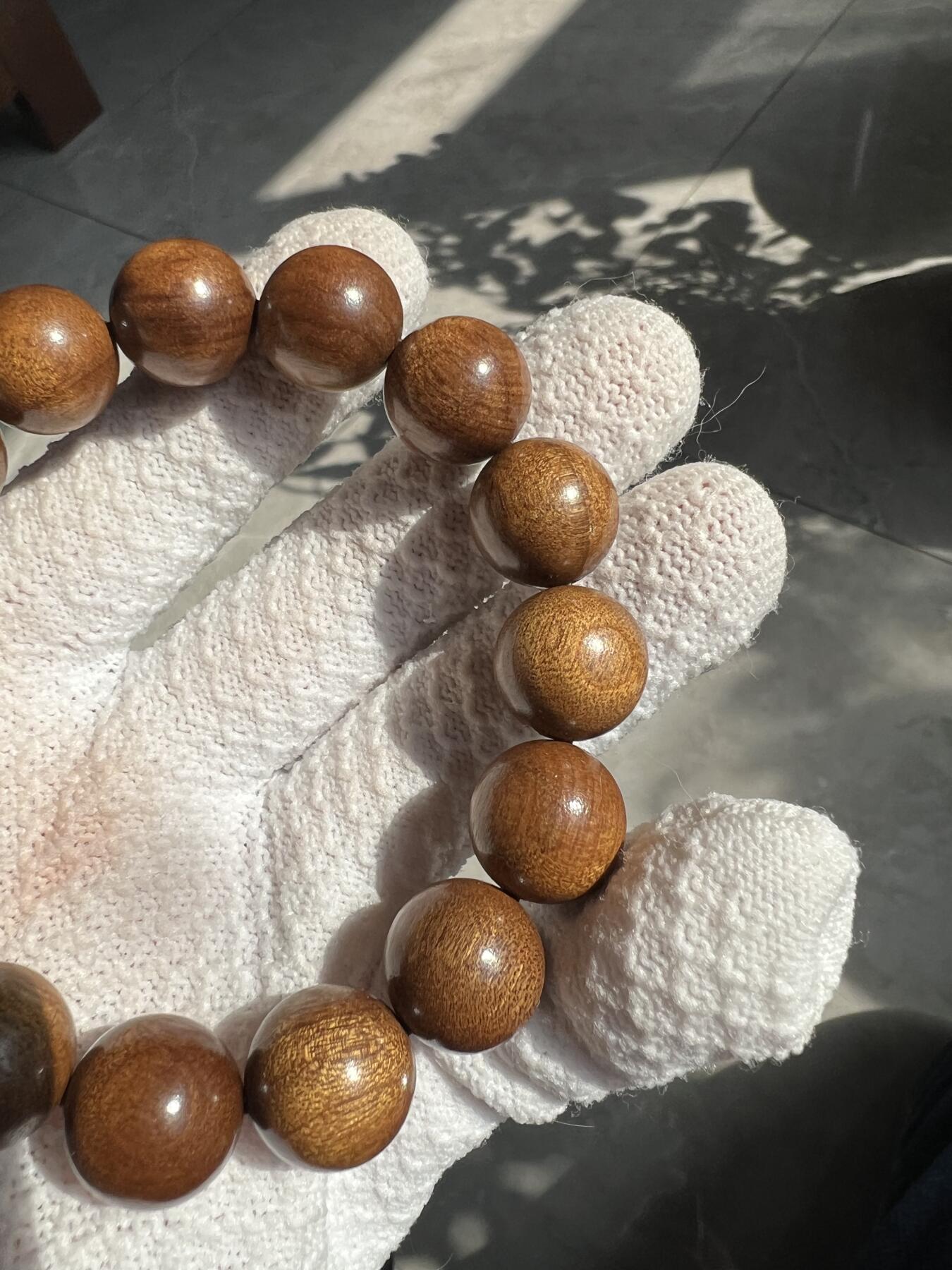 零元拍：金丝楠圆珠手串，15MM 金丝满满，满手留香