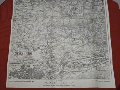 橙子收藏第六期 - 1940年德国巴伐利亚州纽伦堡地区军用纳粹官方测绘的高精度军用地形图，是二战前期德国军事地理的珍贵实物文献。